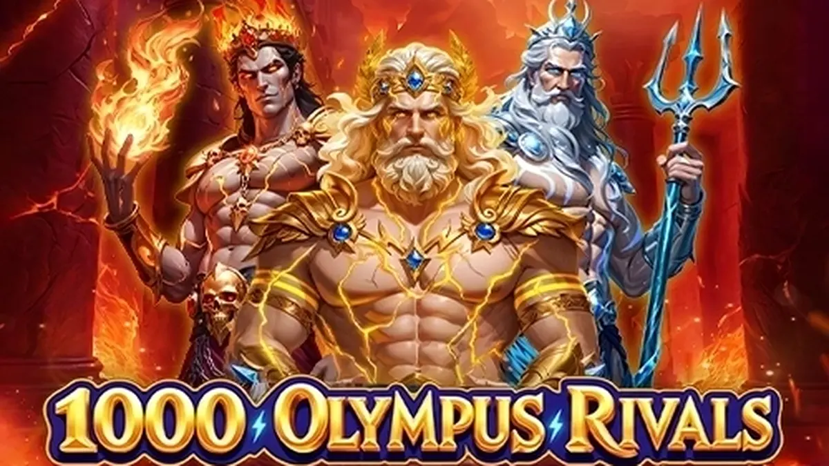 Tampilan visual slot 1000 Olympus Rivals dengan latar belakang Gunung Olympus