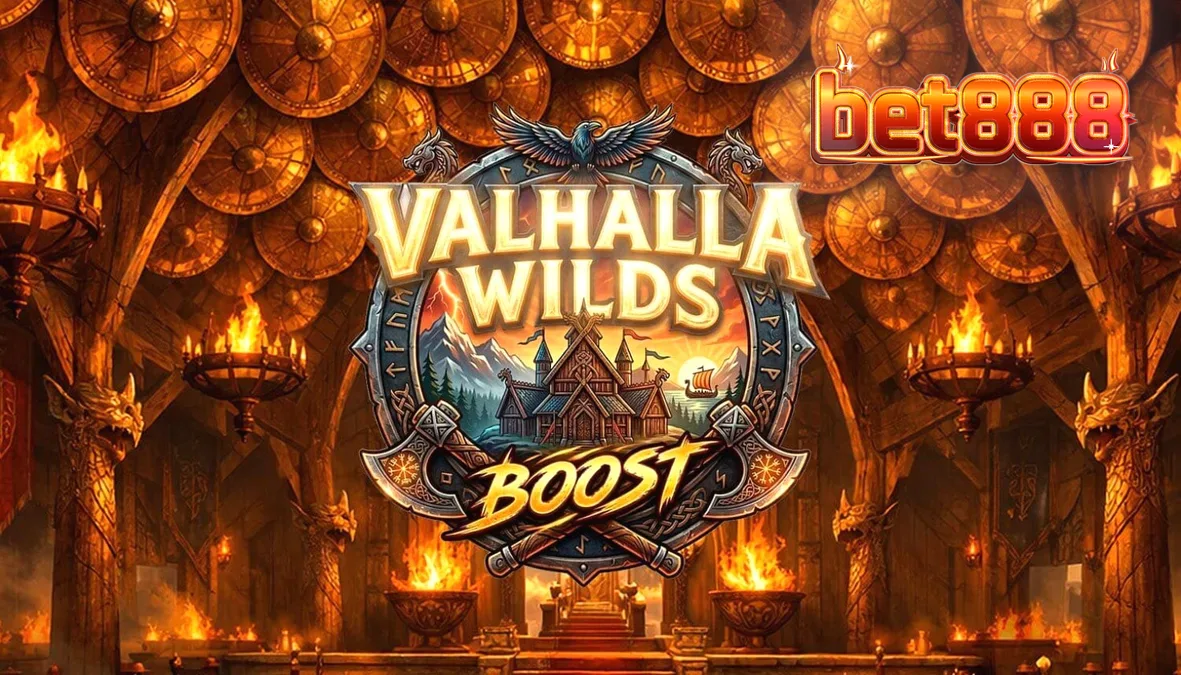 Pemandangan visual slot Valhalla Wilds Boost dengan tema Viking dan simbol rune